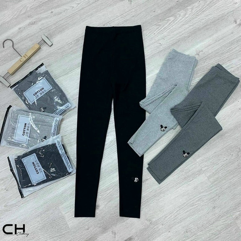 Quần legging tăm thêu mickey