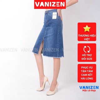 Chân váy jean nữ đẹp lưng cao dáng dài trơn hàng hiệu cao cấp mã 468 VANIZEN