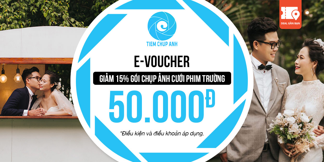 E-Voucher giảm 15% Chụp Ảnh Cưới Phim Trường tại Tiệm Chụp Ảnh