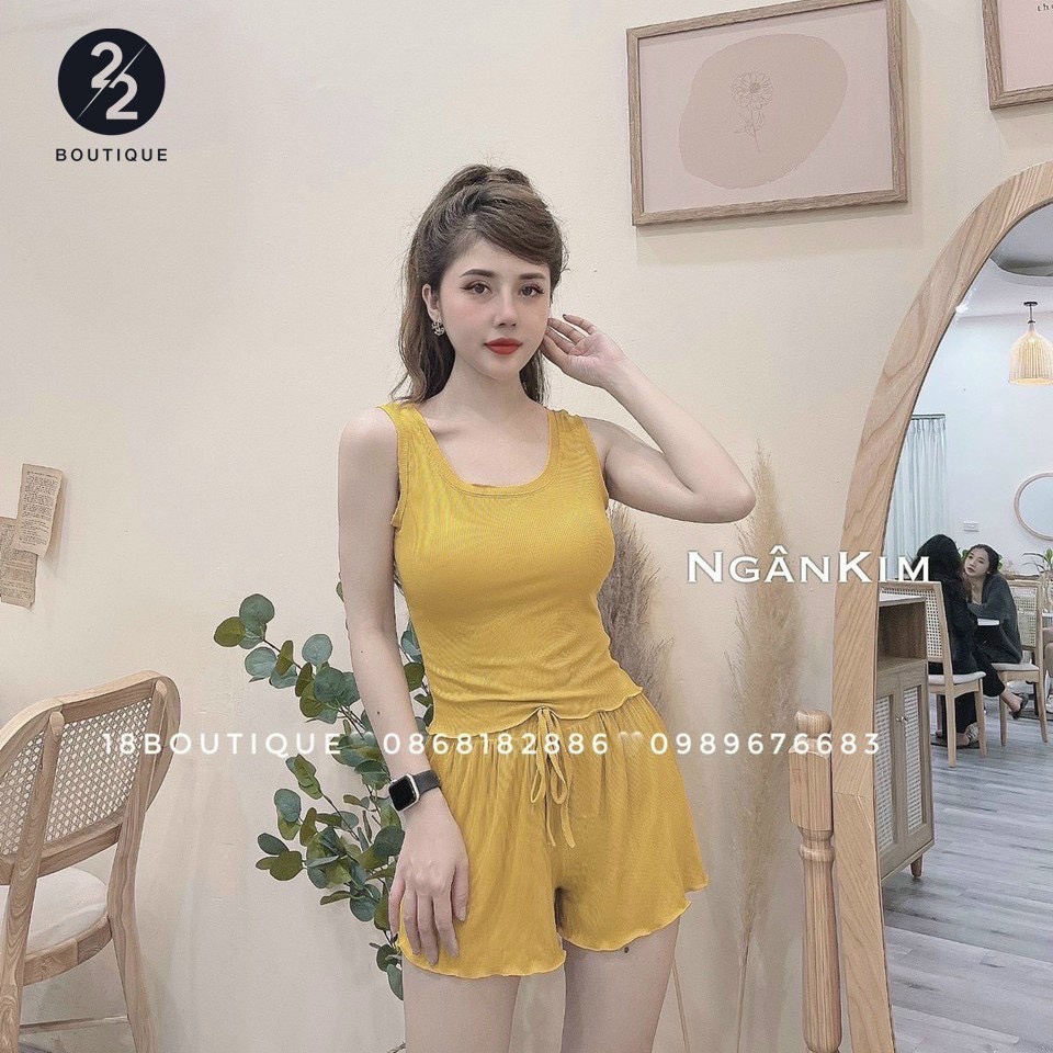 Bộ mặc nhà nữ LOZADO bộ áo ba lỗ quần đùi chất cotton mát mẻ thoải mái B547