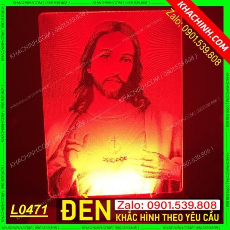 Đèn thờ khắc hình Chúa - nhận làm ảnh theo yêu cầu - Mẫu L0471-L có Remote thay đổi 16 màu
