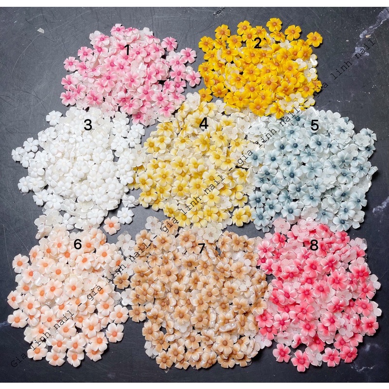Hoa bột nail | Hoa sứ gắn móng tay ( set 2 bông và 10 bông)