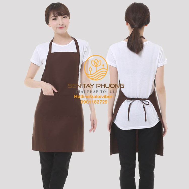 Tạp Dề Yếm Nâu Cafe Đồng Phục Hàng Đẹp Gía Gốc Sản Xuất