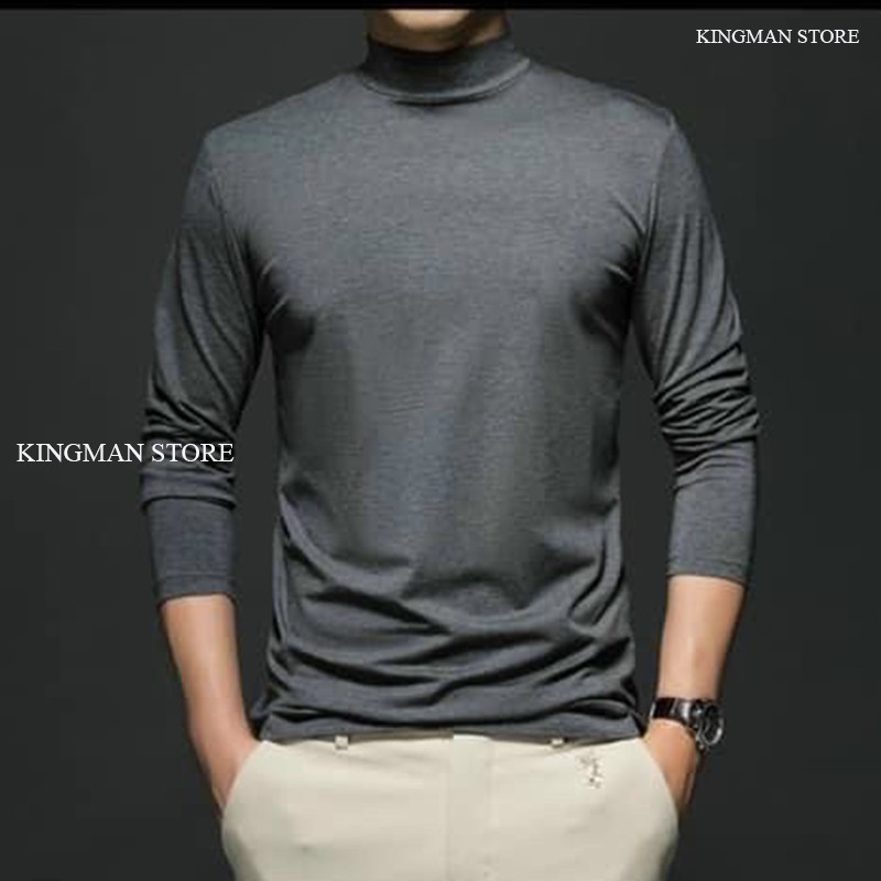 Áo Giữ Nhiệt Nam Cổ 3 Phân, Áo Thun Nam Dài Tay Co Dãn 4 Chiều Chất Cotton Cao Cấp - Kingman Store | BigBuy360 - bigbuy360.vn