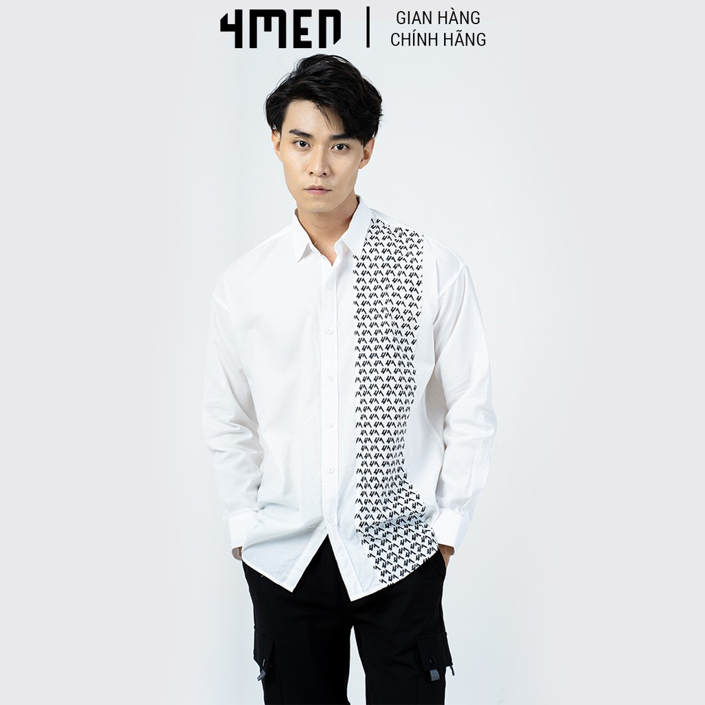 Áo Sơ Mi Nam Phối Họa Tiết Cao Cấp 4MEN ASM012