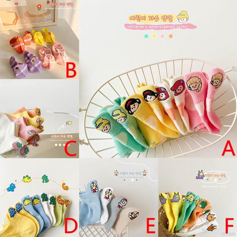 4 đôi tất mỏng thoáng khí thêu hình quái vật hoạt hình dành cho bé