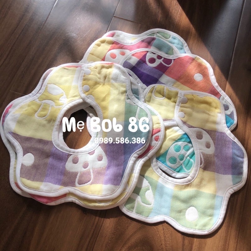 𝐒𝐡𝐨𝐩 𝐌𝐞̣ 𝐁𝐨𝐛 𝟖𝟔 - Yếm xô 6 lớp 2 mặt xoay 360 độ cho bé - Yếm cho bé - Yếm tròn xoay cho bé
