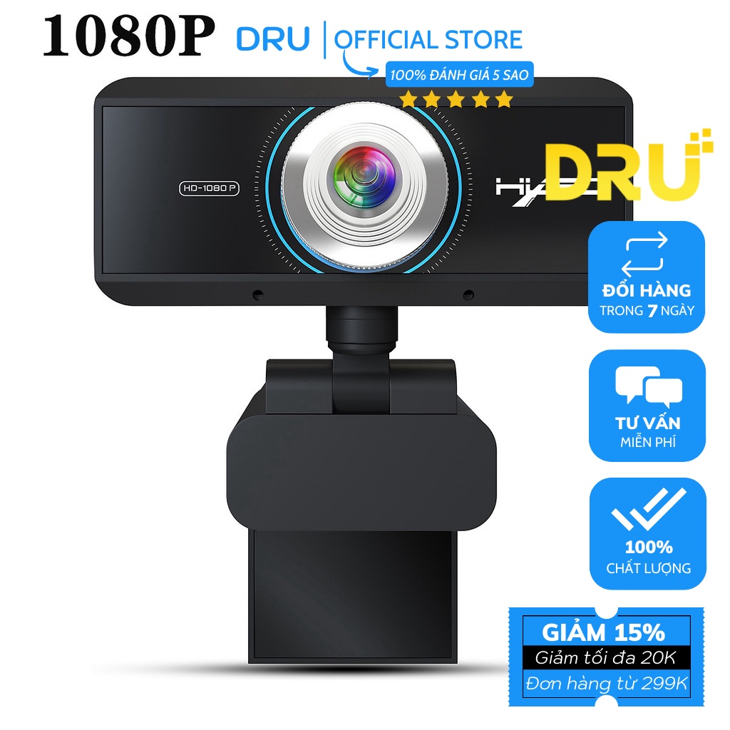 Webcam pc, laptop HXSJ S4 HD 1080P USB3.0 2.0 Camera Có Thể Điều Chỉnh 360° Kèm Mic Cho Cuộc Gọi Video - Hàng Chính Hãng