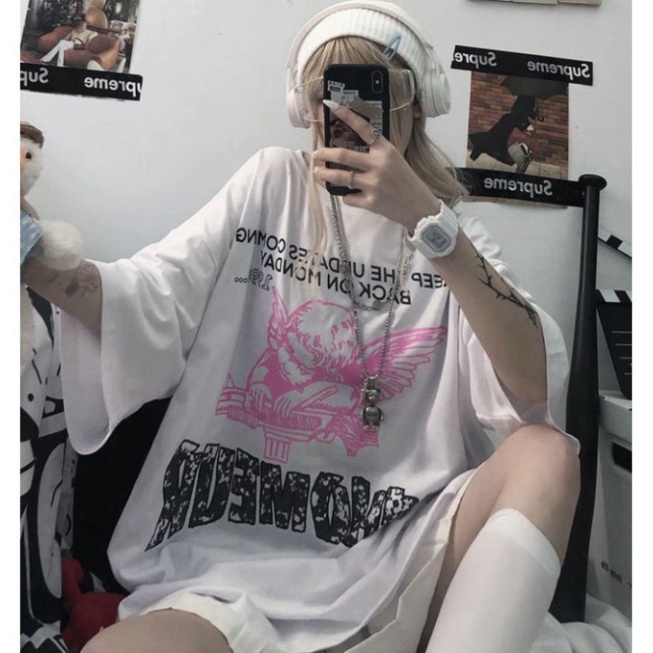 ÁO THUN, ÁO PHÔNG TAY LỠ UNISEX FORM RỘNG OVERSIZE NELLY ANIME M784 DH SHOP SUPERSALE