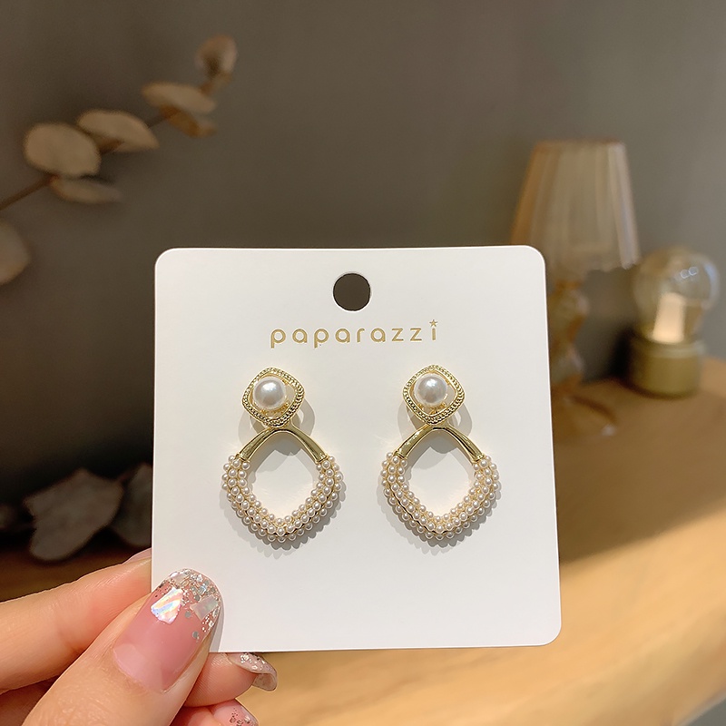 Bông Tai Mạ Bạc 925 Đính Ngọc Trai Sang Trọng Phong Cách Hàn Quốc