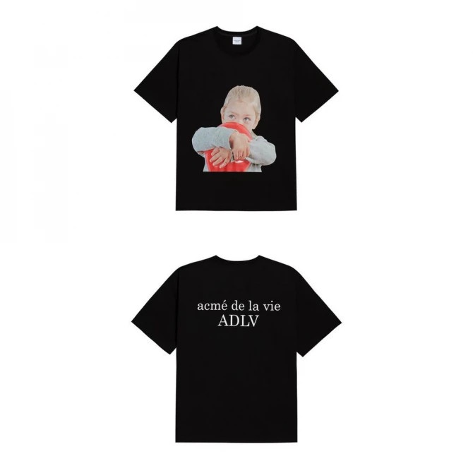 Áo thun ngắn tay cổ tròn ADLV nam nữ Baby Face Black Balloon Đen ADLV
