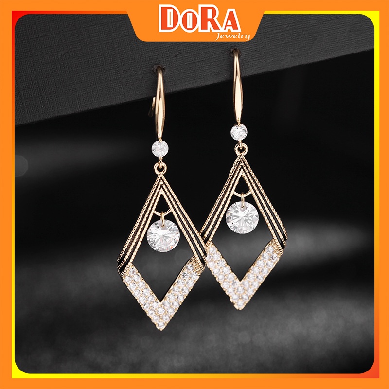 Bông tai hình thoi đính đá trẻ trung kiểu dáng xu hướng mới phong cách đơn giản thích hợp đi làm BSTKL -