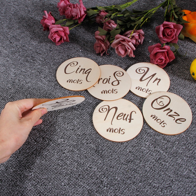 Set 6 Tấm Thẻ Đánh Dấu Cột Mốc Phát Triển Theo Tháng Làm Phụ Kiện Chụp Ảnh Cho Bé Sơ Sinh