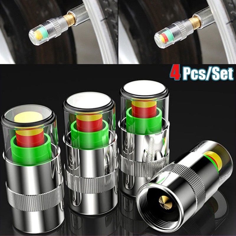 4 Nắp Van Bánh Xe Hơi Có Đồng Hồ Đo Áp Suất