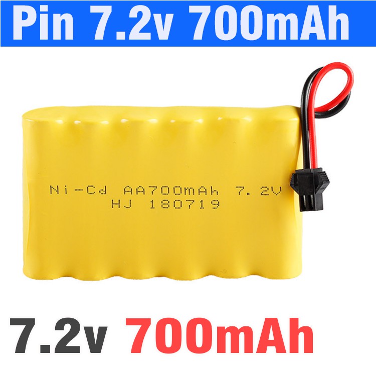 Bộ pin và cáp sạc 7.2v 700mah dùng cho xe mô hình điều khiển đồ chơi trẻ em