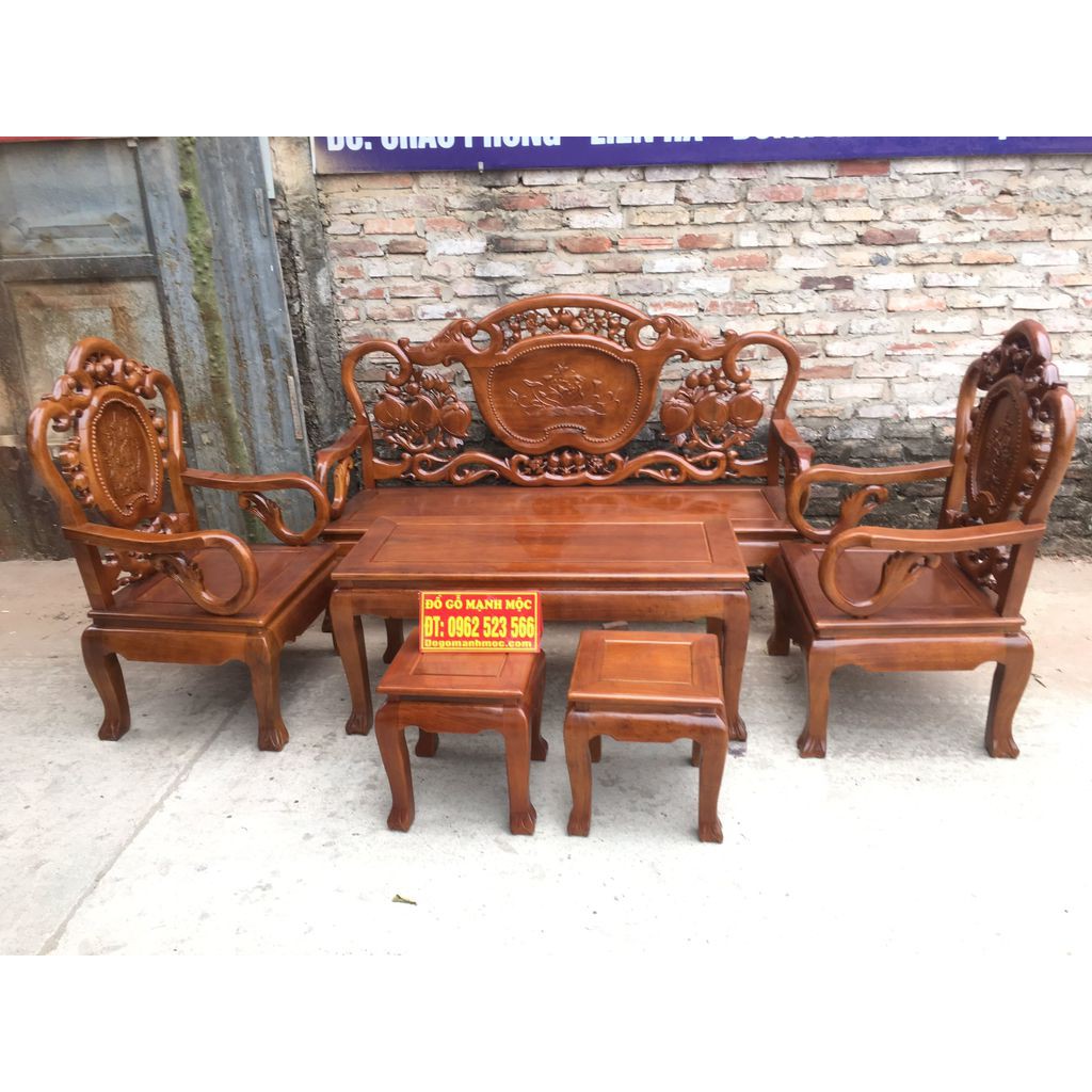 Bộ Bàn Ghế Gỗ Phòng Khách Guột Gỗ Gụ