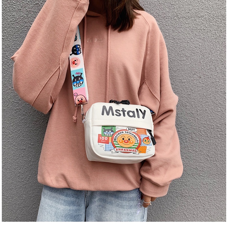 Túi đeo chéo hoạt hình phong cách ulzzang style Hàn Quốc dây dù bản to in hình 2 ngăn có ngăn phụ Zavana Tti20