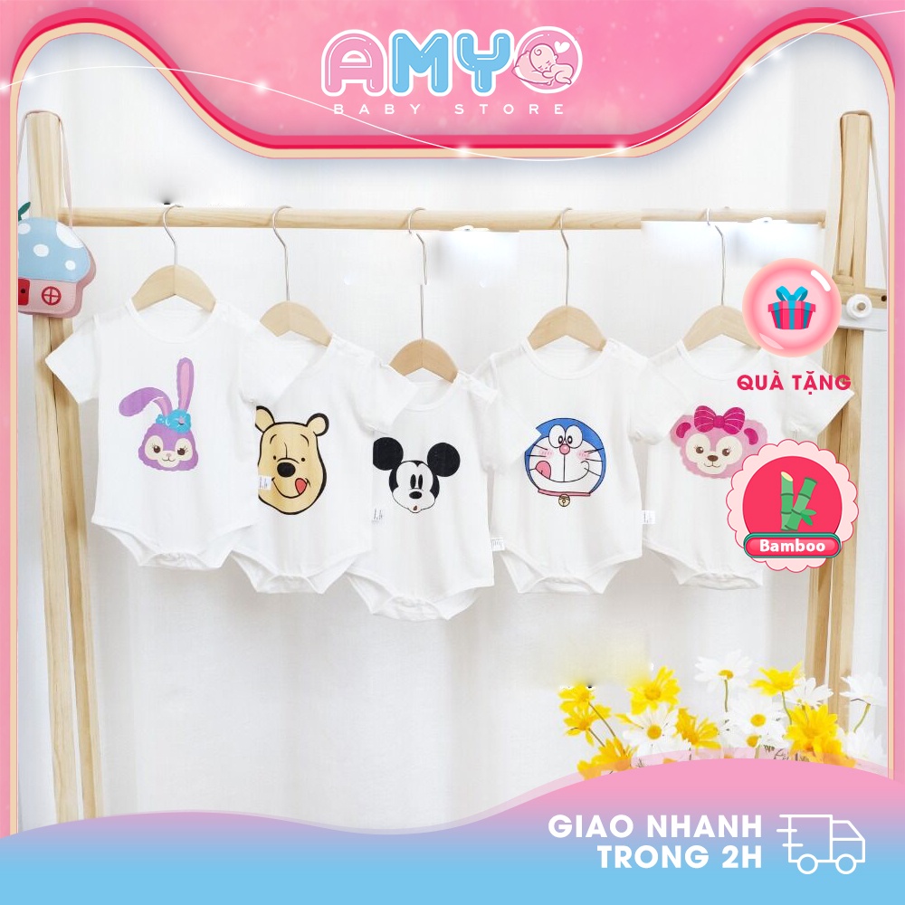 Bodysuit sợi tre AMYO cho bé trai bé gái đồ sơ sinh bé trai bé gái quần áo em bé mềm mịn an toàn 11.BDS01.06-1