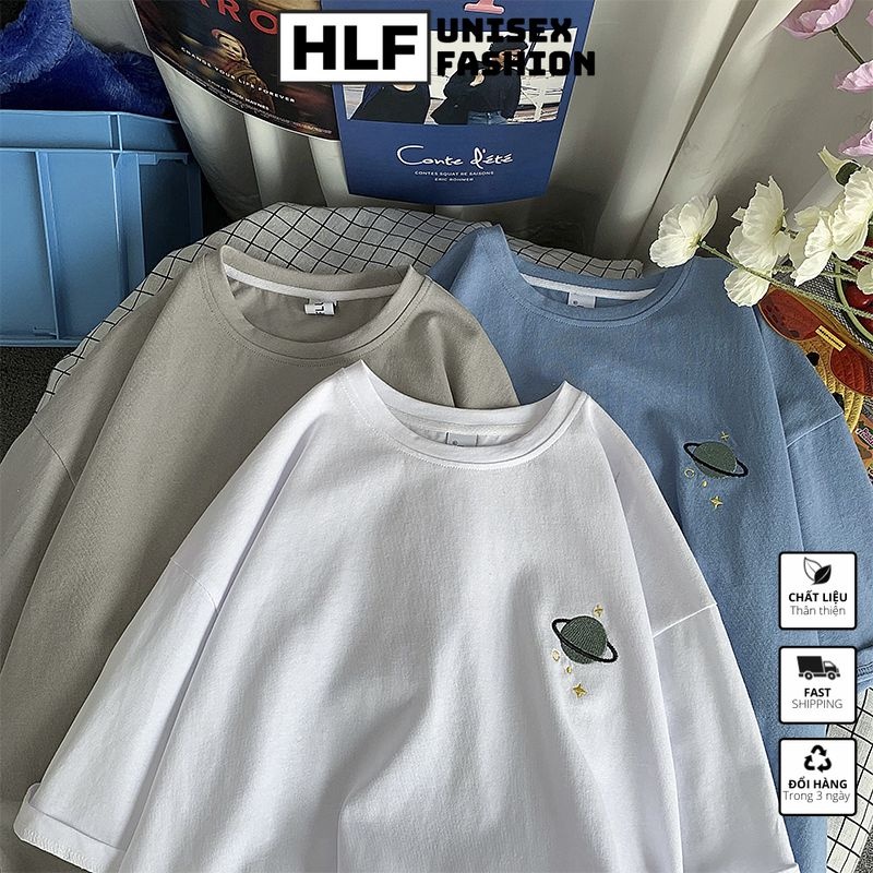 Áo phông nữ form rộng 5 màu Thêu hình sao hoả, áo thun nữ tay lỡ HLFashion