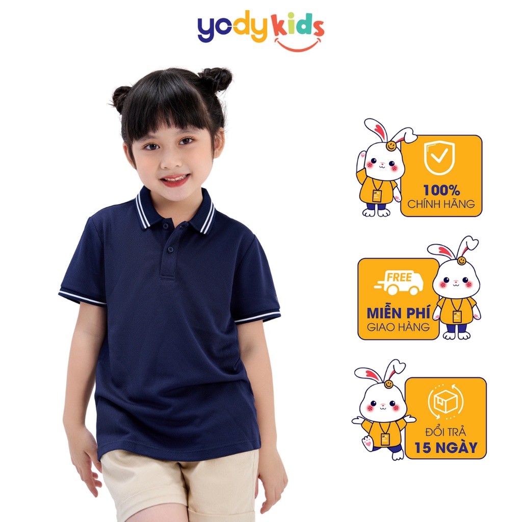 Áo thun polo trẻ em YODY cafe khử mùi vượt trội, cổ áo và tay áo phối kẻ sọc tỉ mỉ APK5155