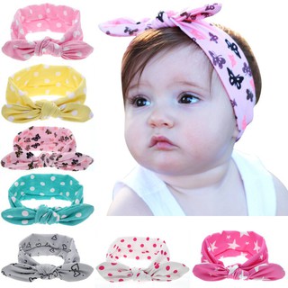 Băng đô nơ vải cotton co giãn thoải mái và đáng yêu cho bé gái
