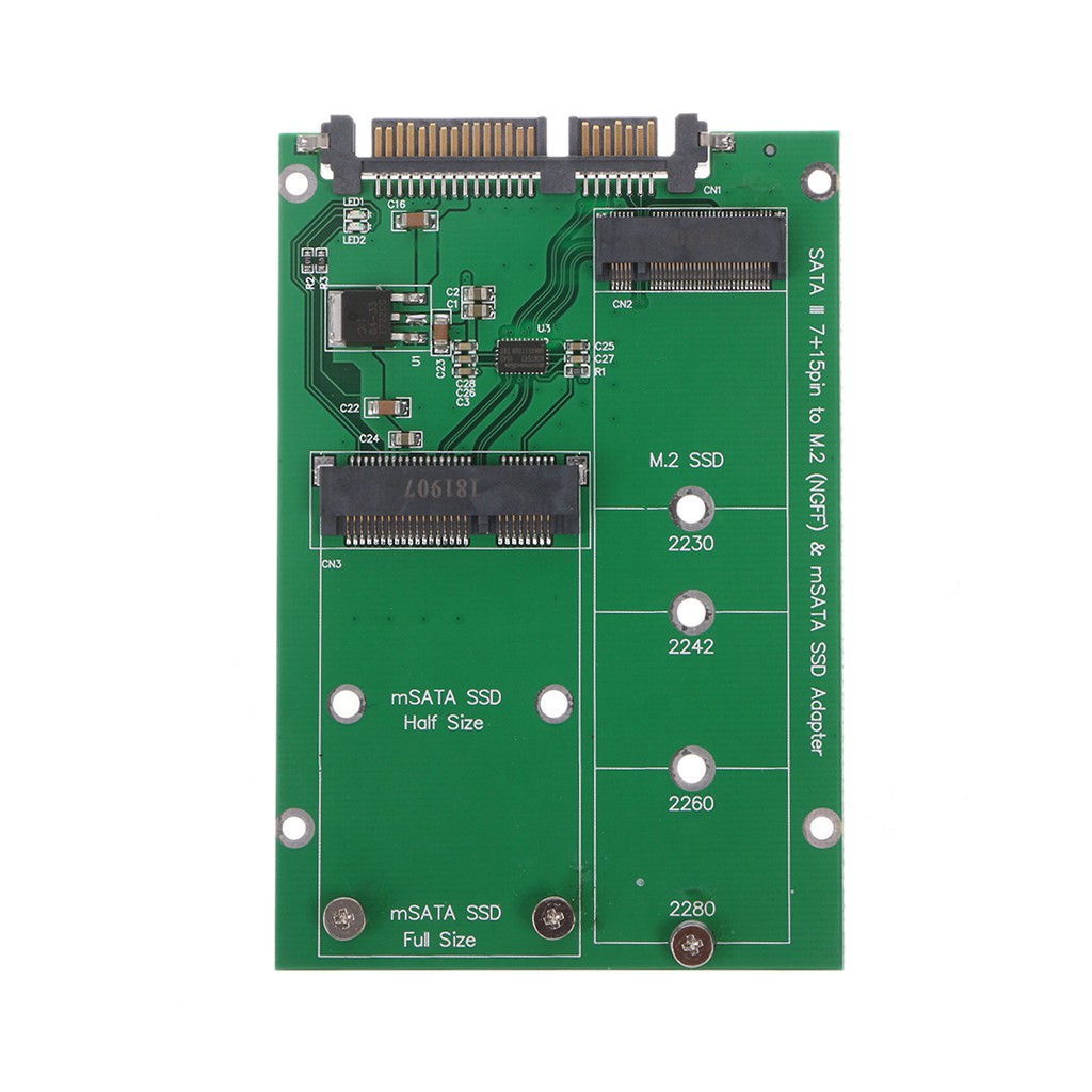 mSATA & M.2 (B-Key NGFF) 2in1 Sized Multiple SSD to SATA 3 III Adapter Converter