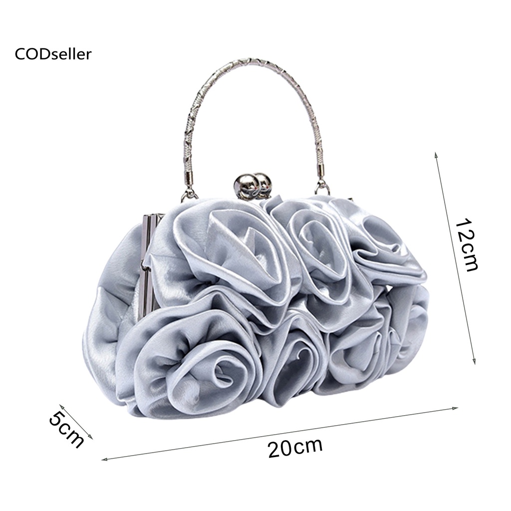 COD_ Faux Silk Handbag Women Chic Wedding Clutch Bag Trendy for Wedding Evening Party