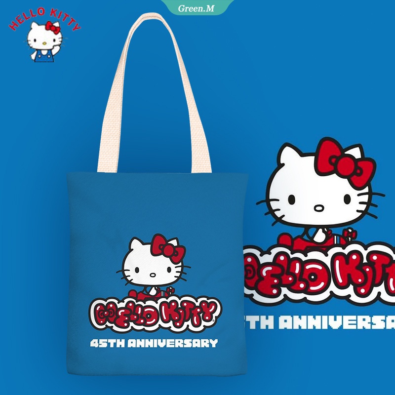 Túi Đeo Chéo Vai Bằng Vải Bố Họa Tiết Hoạt Hình Hello Kitty 2022 Dễ Thương Cho Nữ