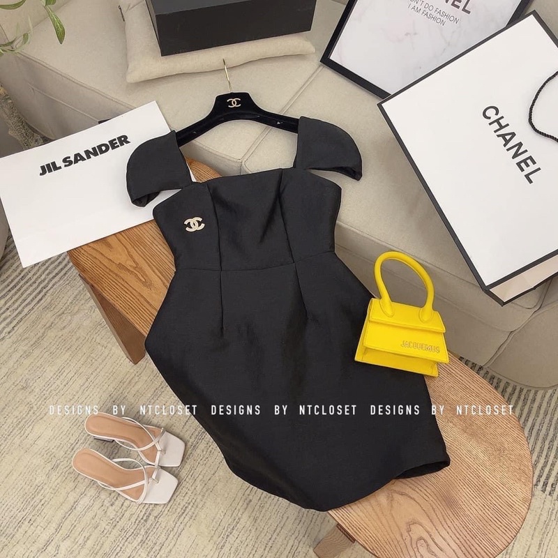 Váy tafta óng tay hến kèm tag ntcloset