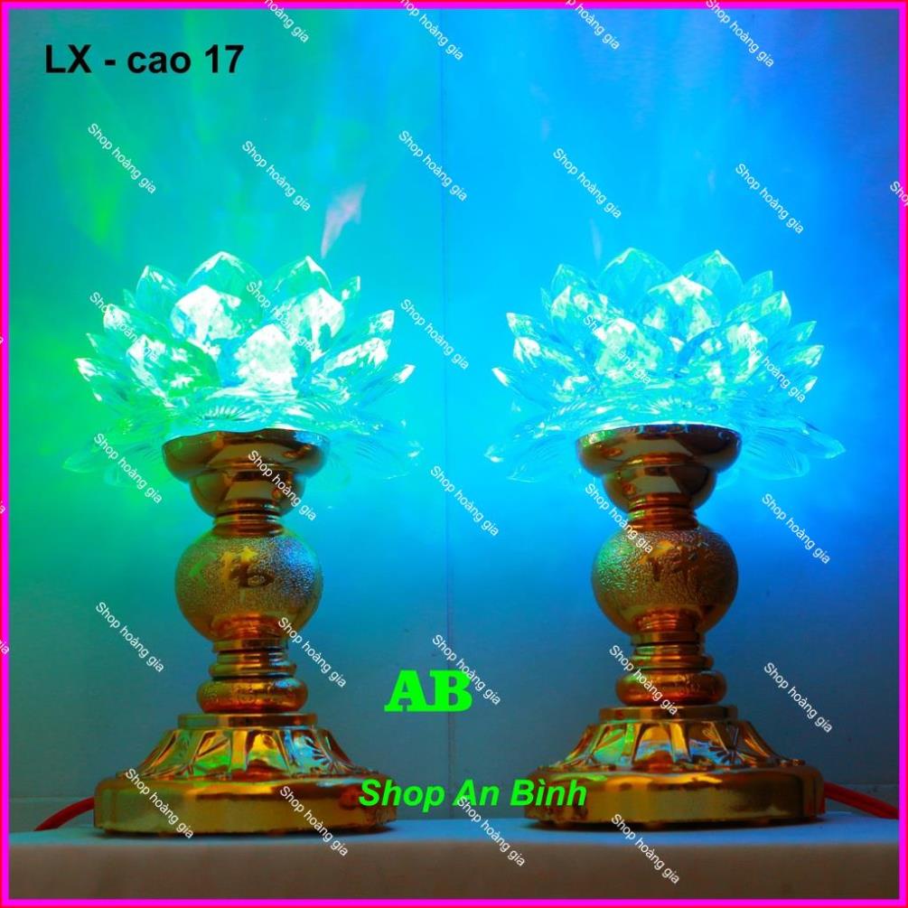 Đèn thờ cúng đổi màu, Đèn trang trí bàn thờ LED hoa sen cao 17cm, đèn tiện nghi, hiêm,