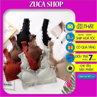 Áo lót bra cotton len tăm quai ren đệm bàn tay nâng ngực chất đẹp viền ren BIKY