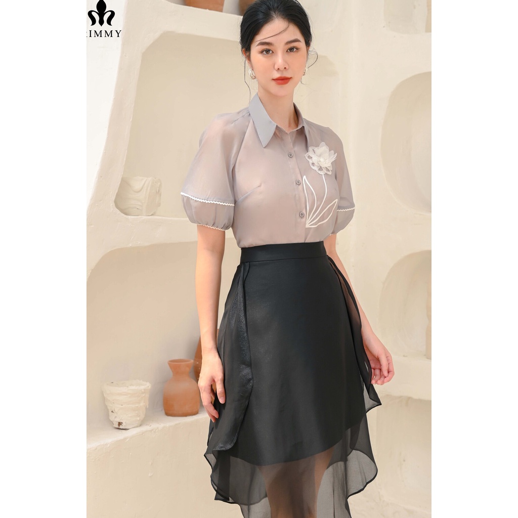 Áo Rotin top chiffon lụa đính hoa tinh tế, bắt mắt [AO180621]
