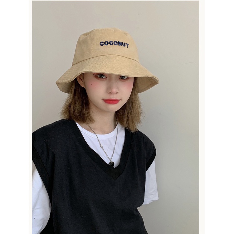 Mũ bucket vành tai cụp thêu chữ coconut nhiều màu Unisex  phù hợp nam nữ
