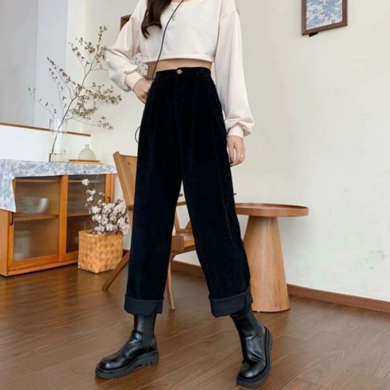 Lenkapas - Quần Ulzzang dài chất nhung tăm mịn đẹp 5 màu