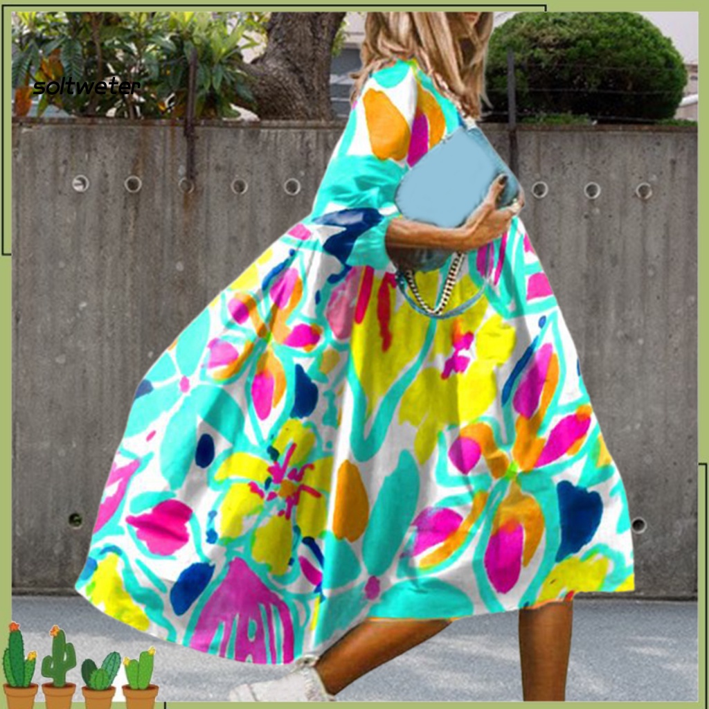 Đầm Đi Biển Tay Lửng Mềm Mại Phong Cách Boho