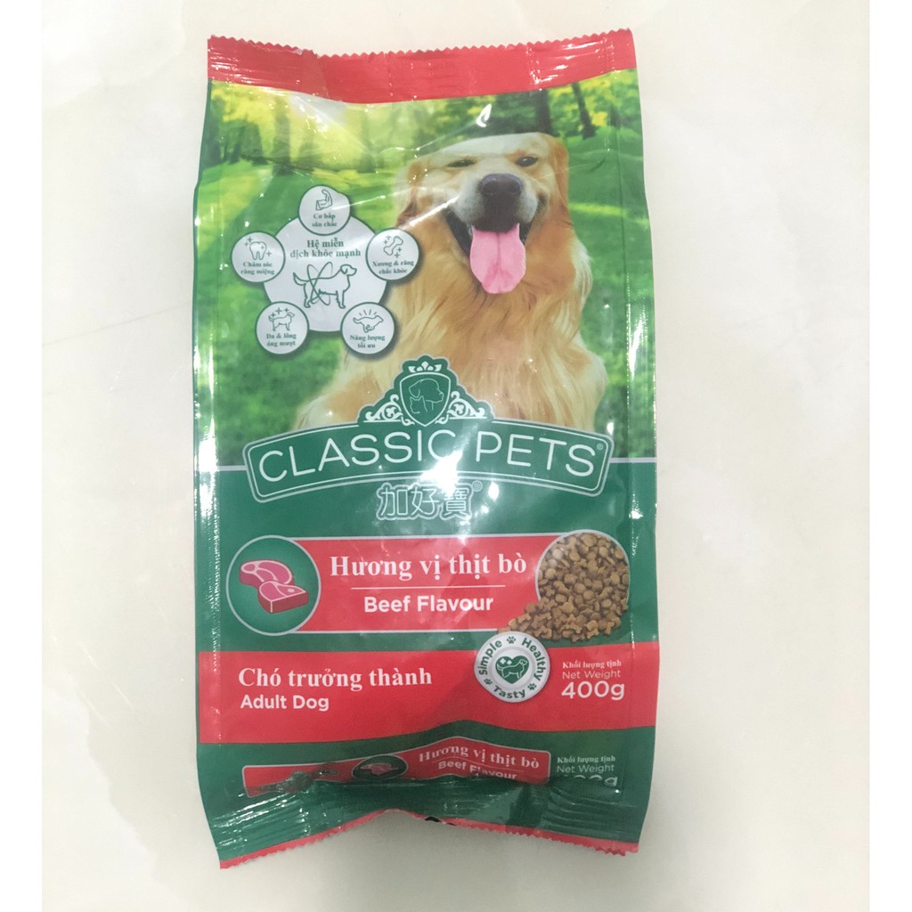 Thức ăn hạt cho chó trưởng thành Classic Pets dạng túi 400g