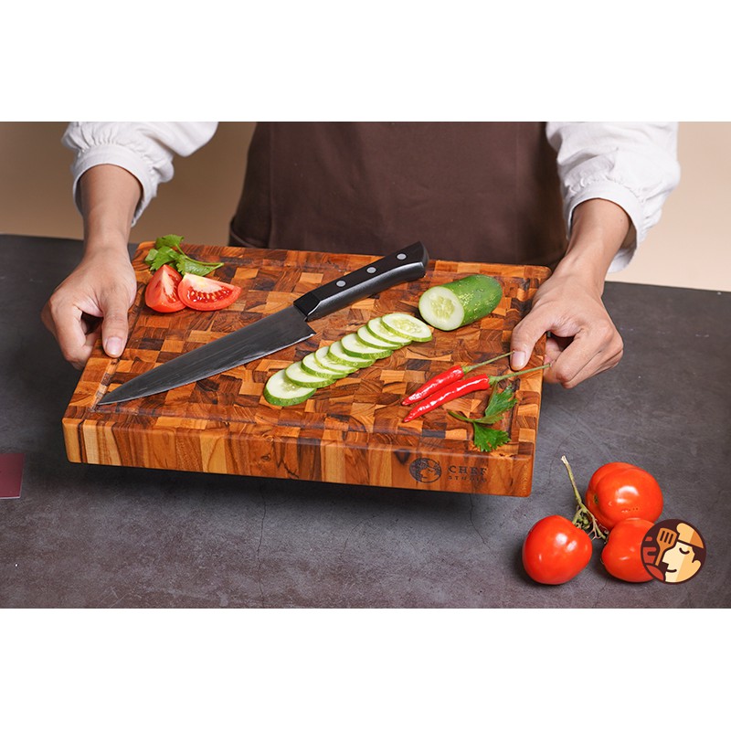 Thớt gỗ Teak Chef Studio cao cấp hình chữ nhật, đa dụng, an toàn cho sức khỏe