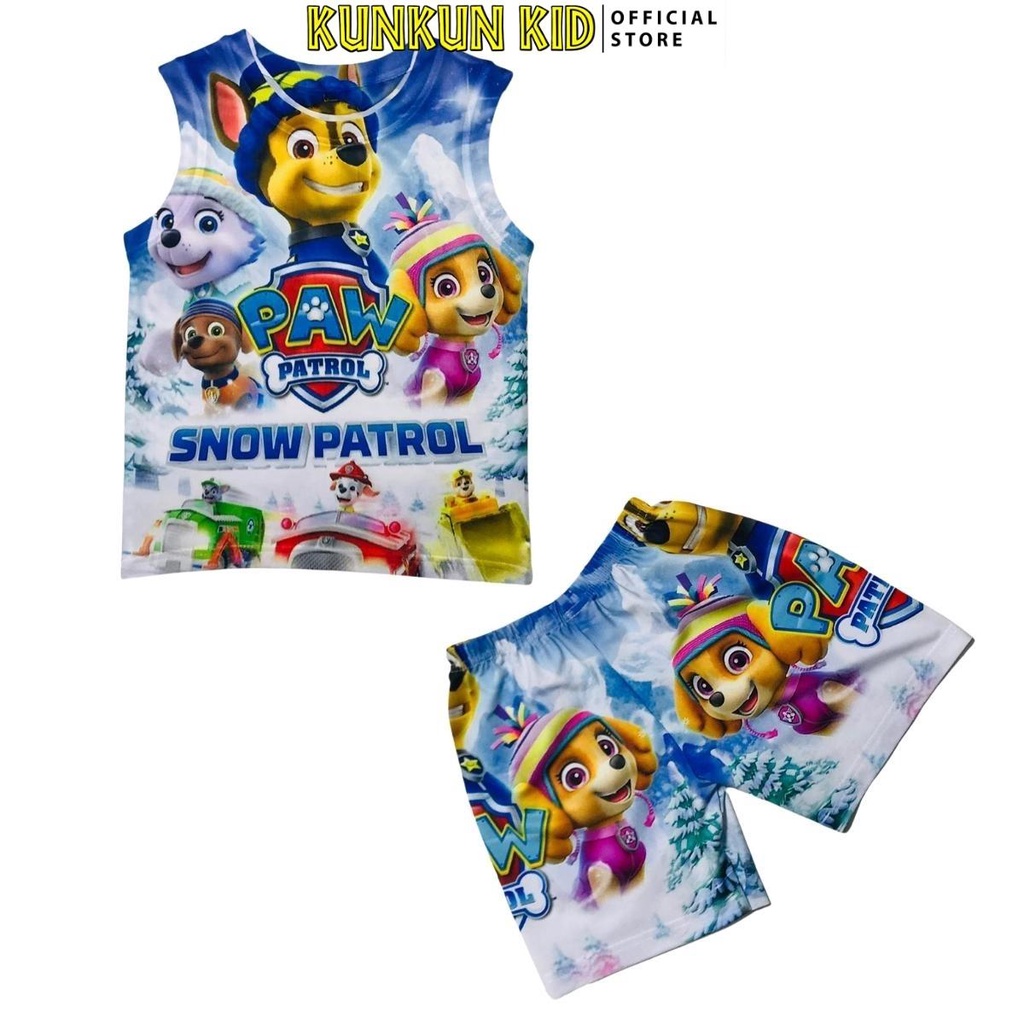 Quần áo trẻ em In 3D sát nách Hoạt Hình Paw Patrow Cho Bé Trai và Bé Gái Size 10-60kg từ 3-12 tuổi Kunkun Kid BL265