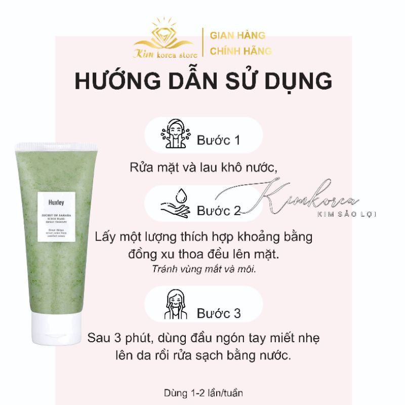 Tẩy da chết sạch sâu mềm mịn không gây khô da Huxley chiết xuất từ xương rồng secret of sahara