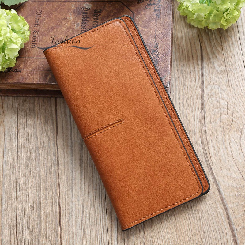 Simple Women Long Purse PU Leather Card Holder Two Fold Clutch Money Bag Lady Girl Casual Wallets @vn