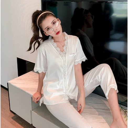 Bộ ngủ, bộ pijama, Set pizama , ngủ lụa phối ren , bộ-ngủ tiểu thư sang chảnh, Hàng Quảng Châu, Mặc Siêu Mềm Mịn | BigBuy360 - bigbuy360.vn