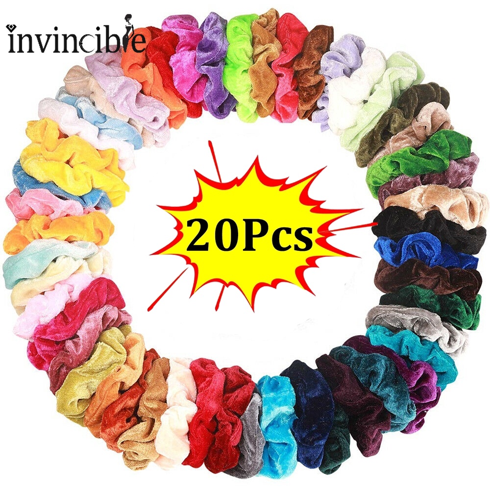 Colorful Velvet Elastic Hair Scrunchies/ Women Simple Hair Bands/ INS Girls Daily Basic Rubber Bands