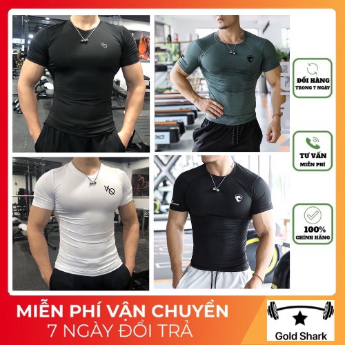 Áo Tập Gym Nam Vanquish cổ tròn, Ngắn tay, co dãn 4 chiều thích hợp tập gym đi bộ đạp xe vận động thoải mái