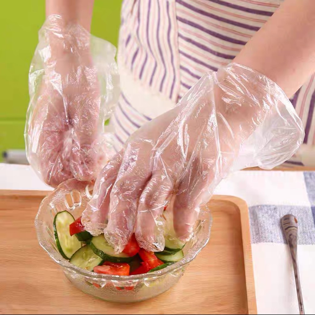 HỘP 200 CÁI GĂNG TAY NILONG DÙNG 1 LẦN CHẾ BIẾN THỰC PHẨM VỆ SINH NHÀ CỬA TỰ PHÂN HUỶ ĐƯỢC