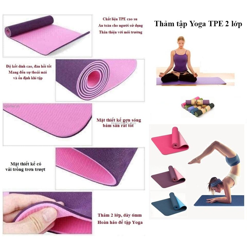 THẢM TẬP YOGA TPE 2 LỚP CAO CẤP ( KHO GIA DỤNG HƯNG YÊN )