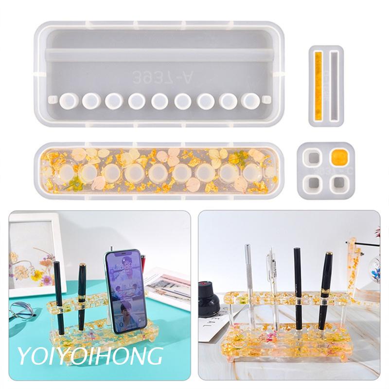 Set 4 Khuôn Silicone Làm Khay Đựng Bút/ Bê Tông/ Bê Tông Bằng Silicon Epoxy Tiện Dụng