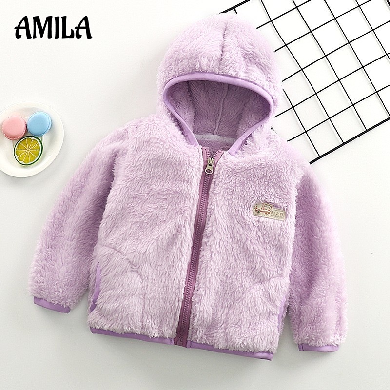 Áo khoác AMILA lông cừu san hô phong cách mới cho bé 1-10 tuổi