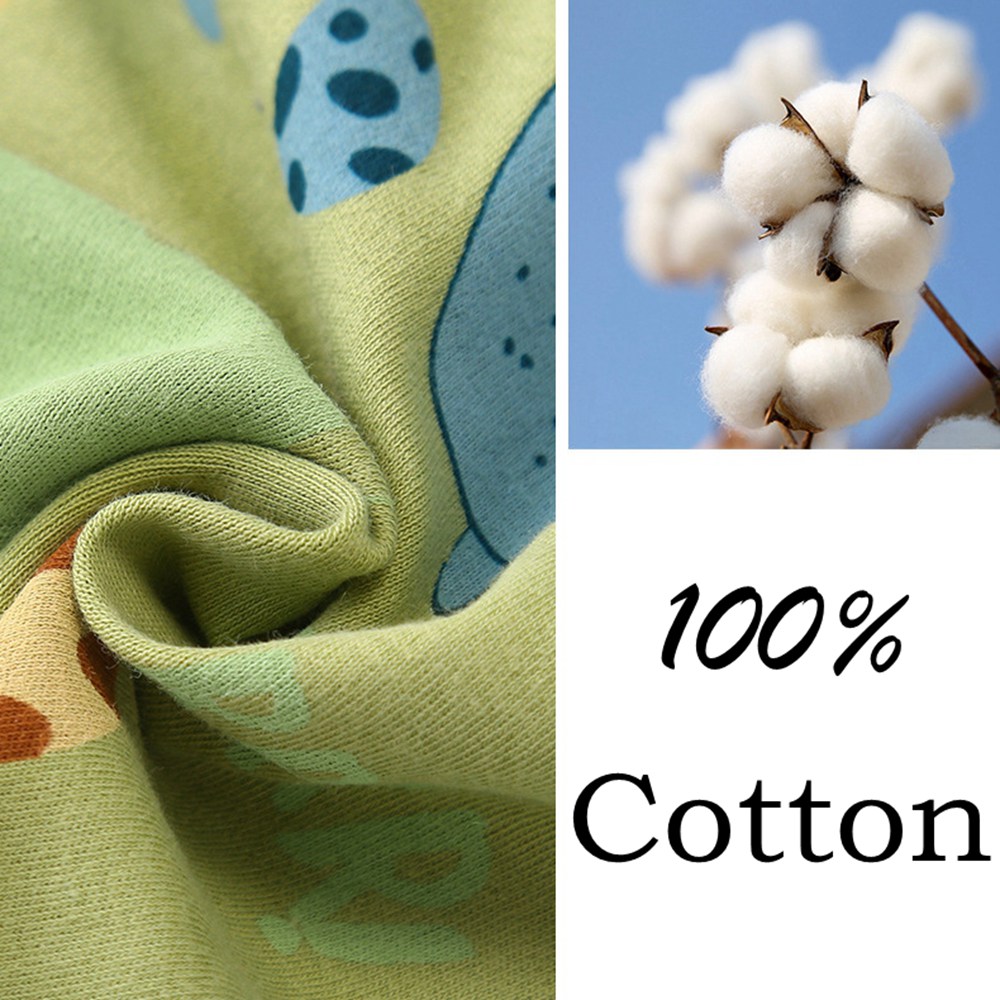 Bộ Đồ Ngủ Dài Tay 100% Cotton In Hình Khủng Long Cho Bé Trai Từ 3-12 Tuổi
