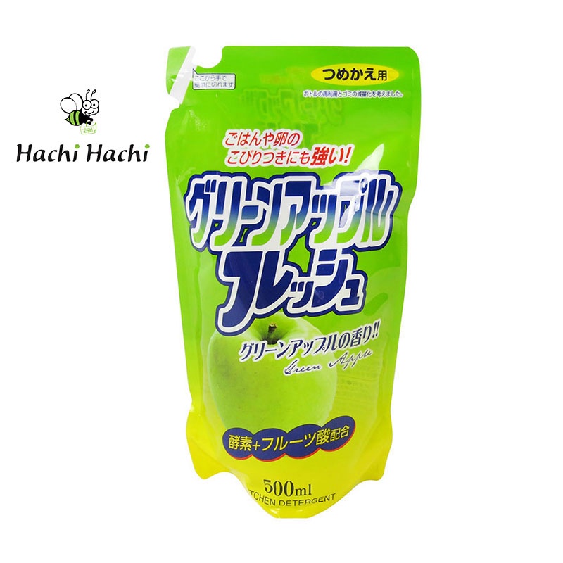 Nước rửa chén trung tính hương táo xanh Rocket Soap 500ml (Túi refill) - Hachi Hachi Japan Shop