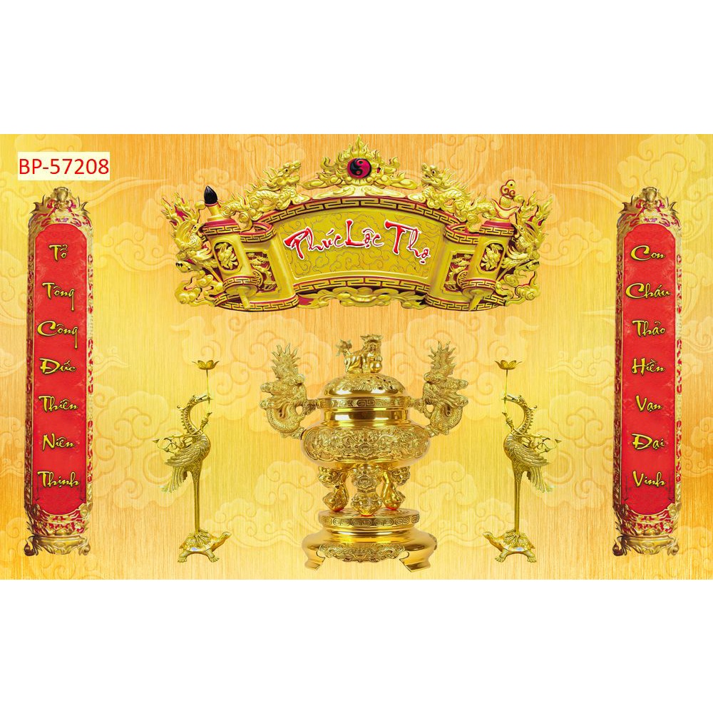 Tranh 3D dán tường Bàn thờ gian tiên Có keo sẵn